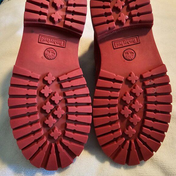 Timberland Boots Waterproof Boots Hiking Red Leather Unisex Kid's Size 2.5 - Picture 7 of 9
